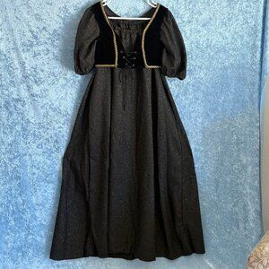 FULL LENGTH Juliet/Josephine Costume Dress Regency Renaissance Lace-up Vest Cap